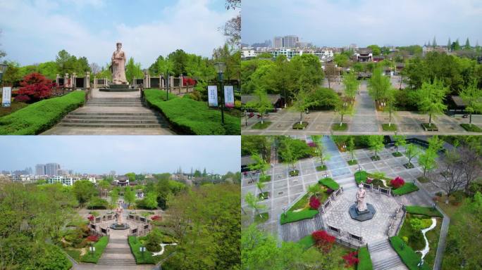【4K】婺州公园金华名人雕像沈约