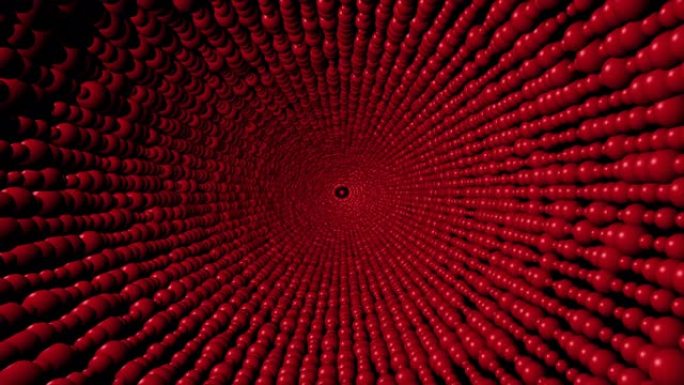 红色圆球的隧道3D动画