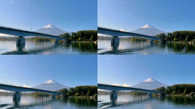 日本富士河口湖上的长桥
