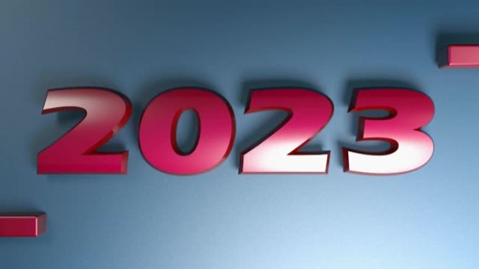 2025红色写孤立在蓝色背景-3D渲染插图视频剪辑