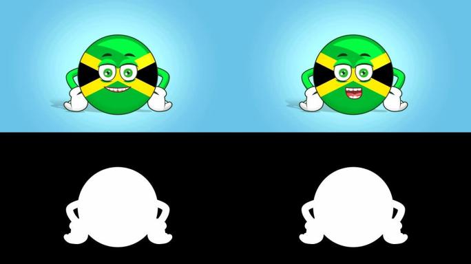 卡通图标旗牙买加脸动画用阿尔法哑光说话