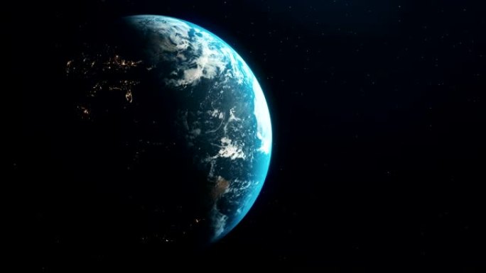 现实的蓝色地球从太空观看城市之光。美国宇航局股票视频的地球地图