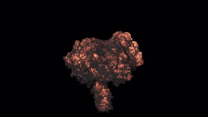 黑色浓烟的核爆炸。带有alpha通道的孤立背景上的黑烟爆炸，炸弹爆炸和真实烟雾。