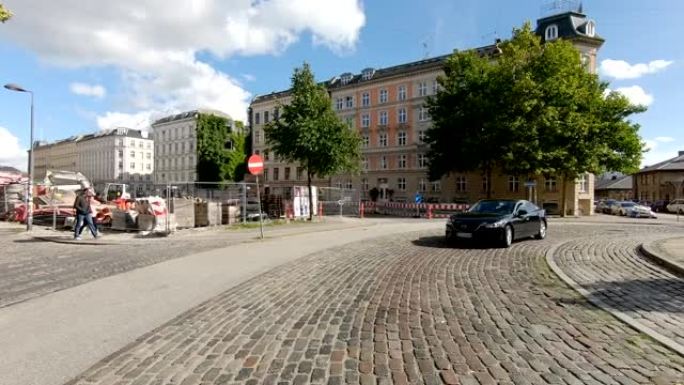 丹麦哥本哈根城市延时后视图驾驶视点