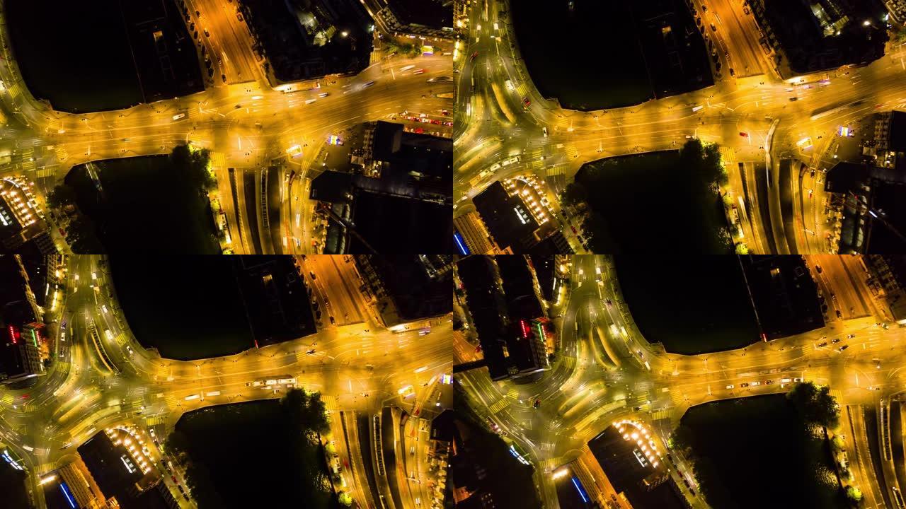 苏黎世城市交通街道路空中向下视图4k延时瑞士