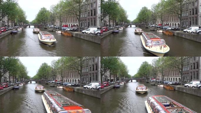 带船的阿姆斯特丹运河。