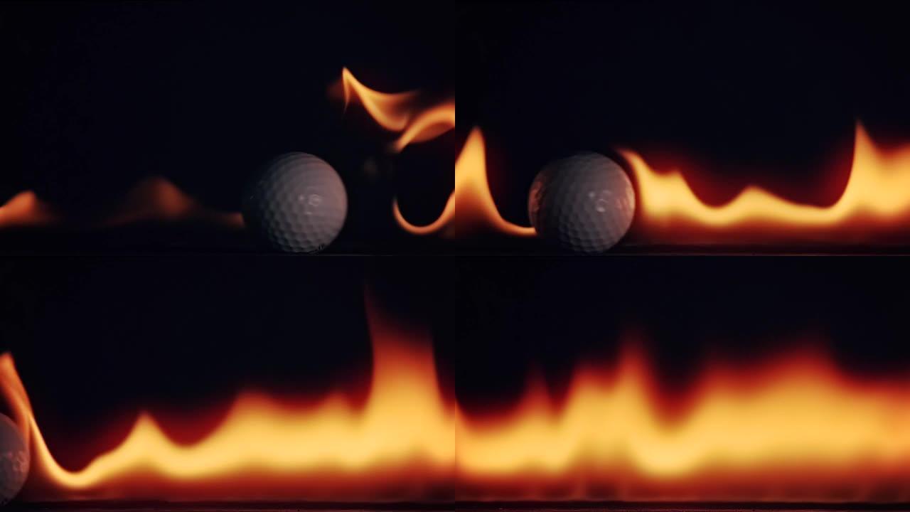 真正的高尔夫球着火了。不是CGI。一杆进洞/好球，概念