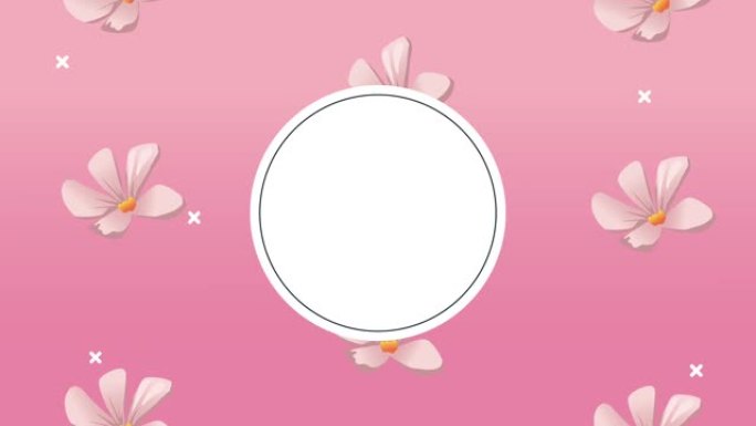 圆形框架内有花的乳腺癌
