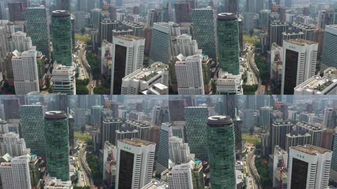 吉隆坡市中心晴天交通街空中俯拍全景4k马来西亚