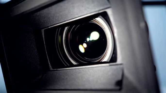 摄像机镜头、摄像机旋转和变焦镜头的特写。4k