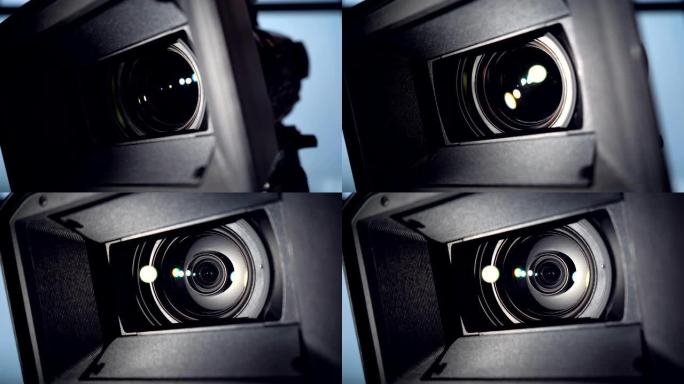 摄像机镜头、摄像机旋转和变焦镜头的特写。4k