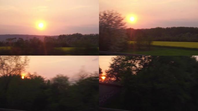 德国法兰克福附近60号高速公路上的日落