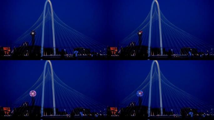 达拉斯,TX大桥夜景大桥灯光