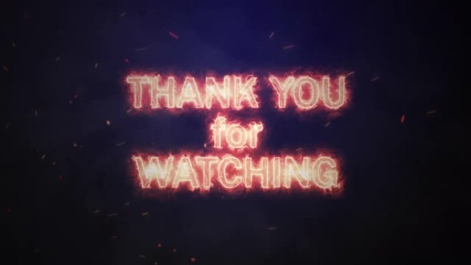 感谢您观看带有光学耀斑爆炸的火文字电影预告片背景。4K 3D感谢您为科学技术预告片标题观看带有蓝光爆