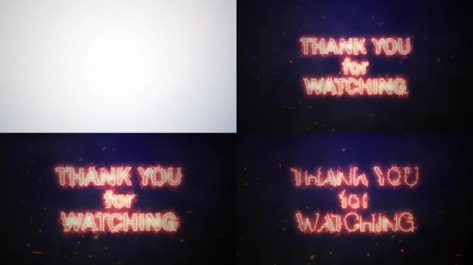 感谢您观看带有光学耀斑爆炸的火文字电影预告片背景。4K 3D感谢您为科学技术预告片标题观看带有蓝光爆