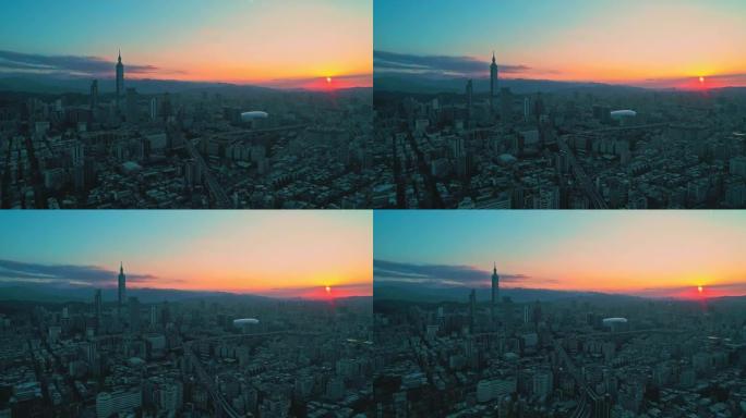 日出时远离台北市景色美景朝阳清晨风景风光