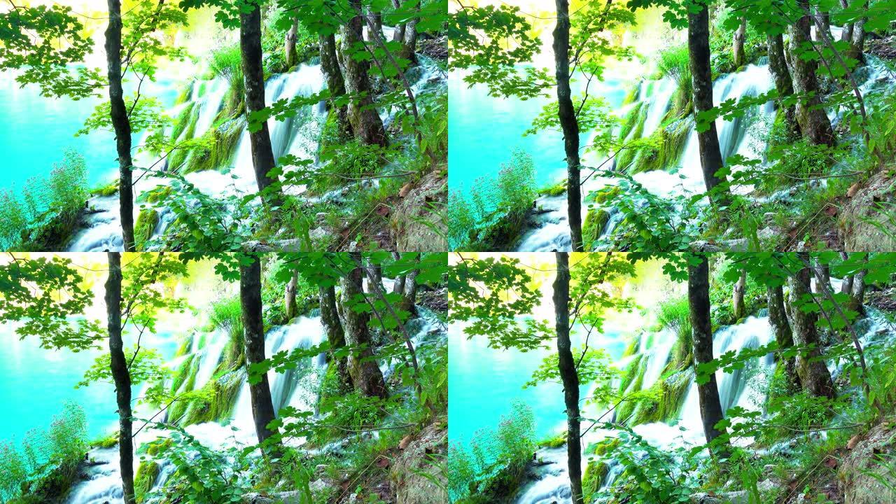 克罗地亚森林十六湖国家公园的瀑布