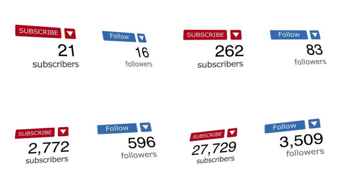 社交媒体订户和追随者计数器用于说明性或营销概念