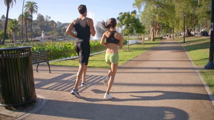 慢跑慢动作运动情侣锻炼