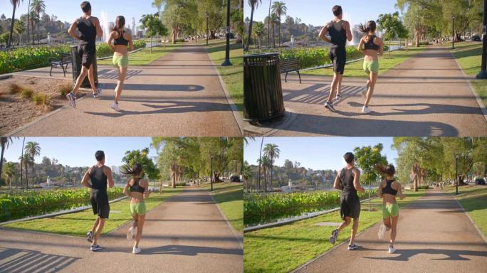 慢跑慢动作运动情侣锻炼