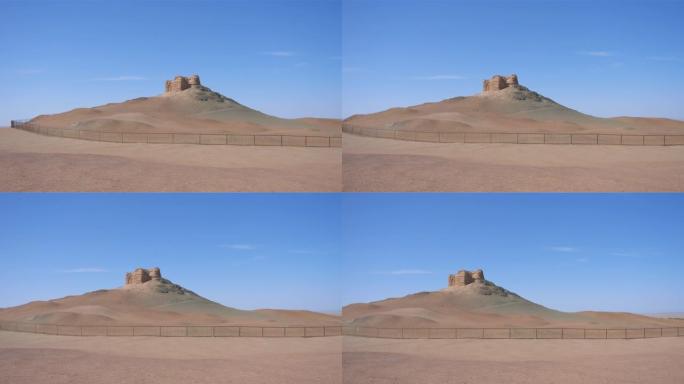 中国甘肃丝绸之路上的古代阳关山口景观。