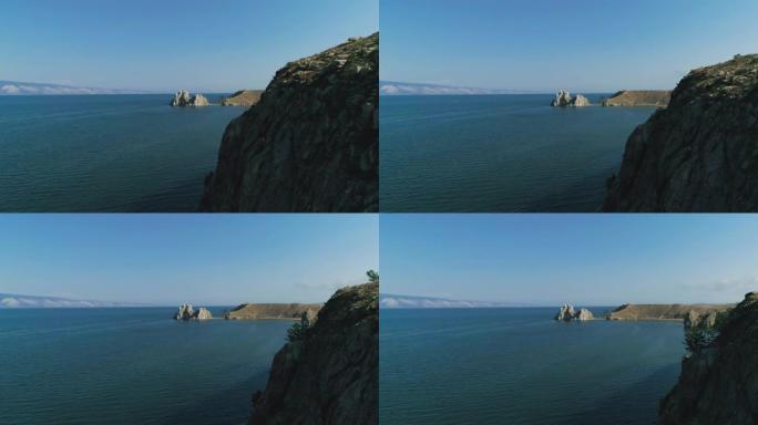 贝加尔湖的夏日景象。无人机镜头: