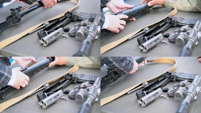 狙击步枪的装配过程。