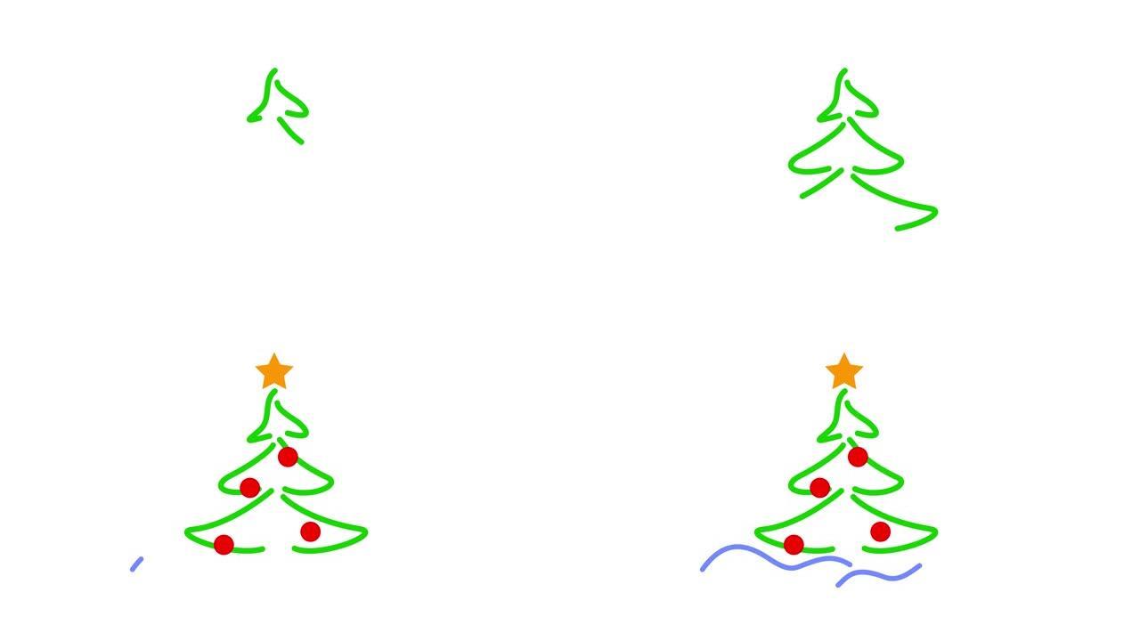 动画树。新年。圣诞节。视频、社交网络、网站等的动画图标。阿尔法通道。
