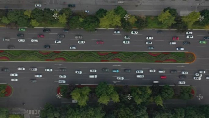 成都著名金融区交通街空中俯拍全景4k中国