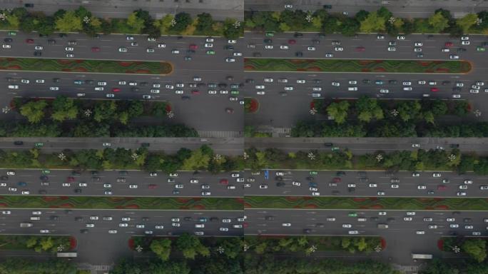 成都著名金融区交通街空中俯拍全景4k中国