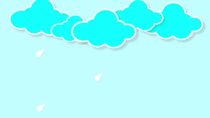 慢动作中带着清澈的蓝云下雨的卡通动画。