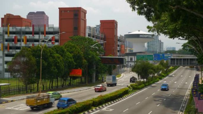 吉隆坡晴天交通道路医院全景4k马来西亚