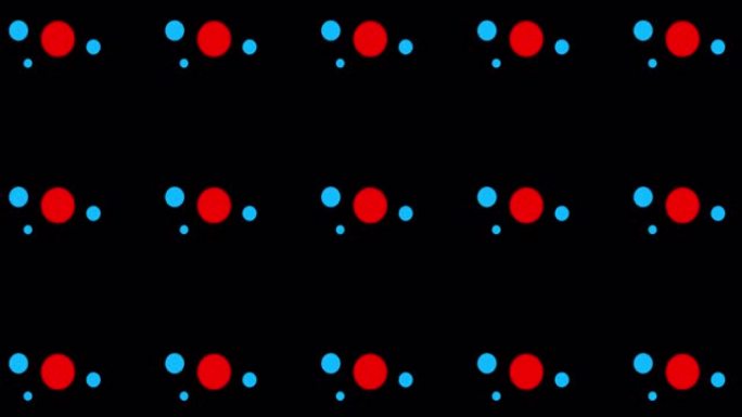 动态粒子，黑色背景上的原子动画