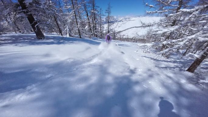 高速野雪粉雪跟拍4K