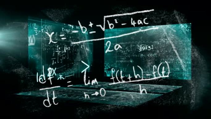 写在黑板上的数学方程式的动画