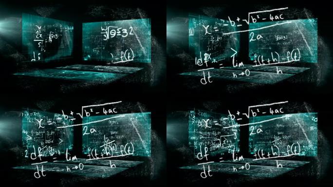 写在黑板上的数学方程式的动画