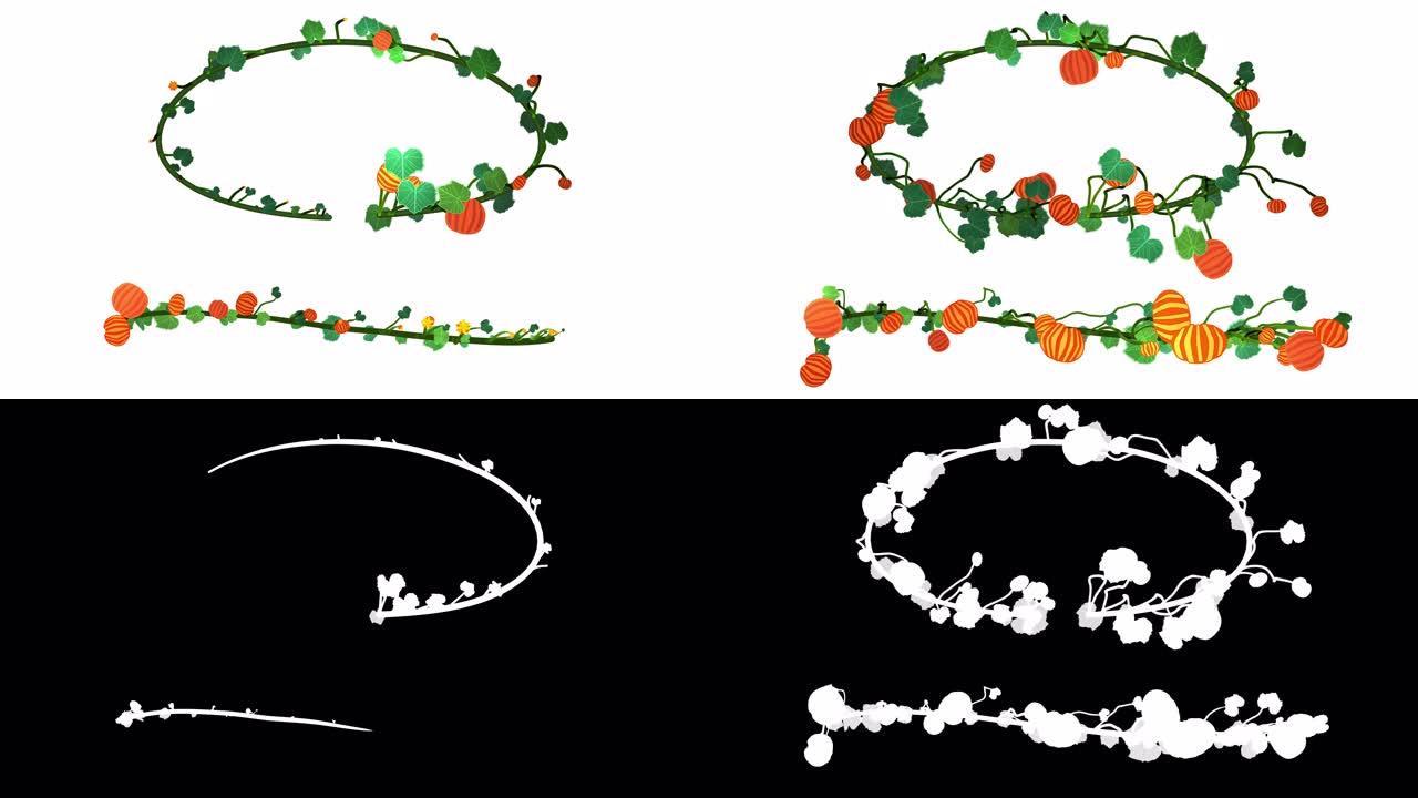 花卉装饰图案设计编号。20，南瓜在小径上生长