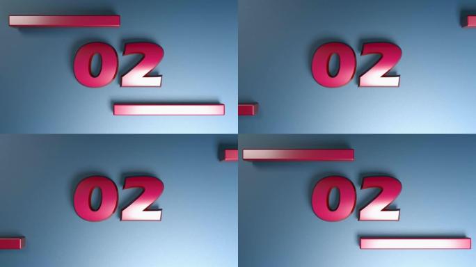 02在蓝色闪亮背景上写红色金属标志-3D渲染视频剪辑