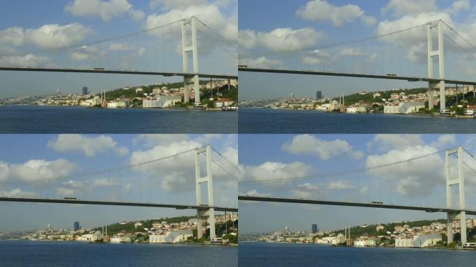 从博斯普鲁斯海峡看到伊斯坦布尔路堤上的名胜美景