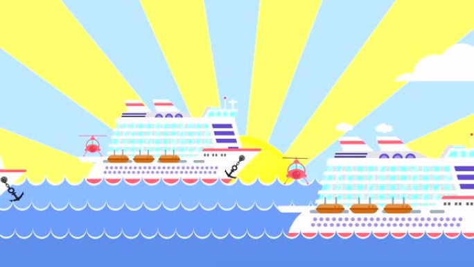 海上游船循环动画循环海洋观光休闲