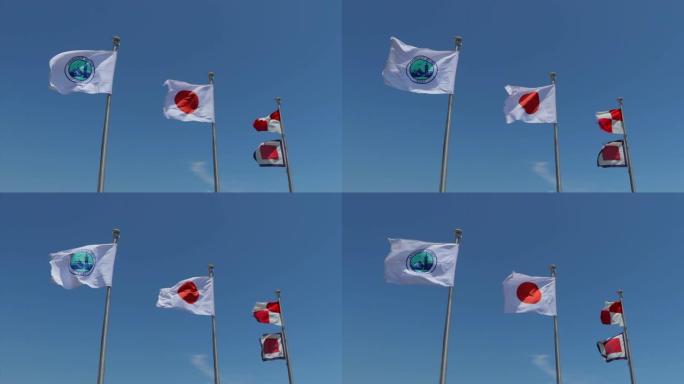 日本国旗在横滨飘扬
