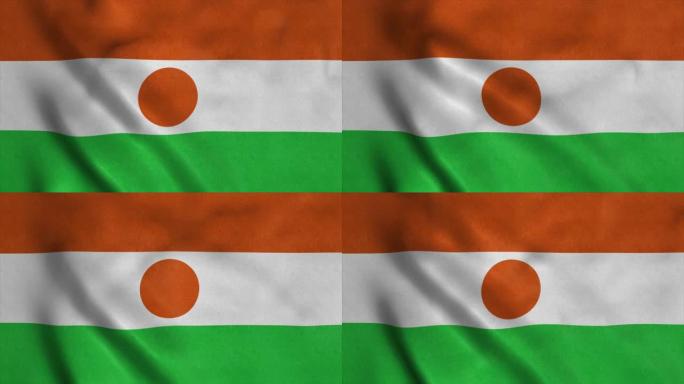 尼日尔共和国国旗在风中飘扬。尼日尔国旗。符号尼日尔无缝循环动画。4 k