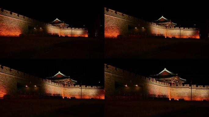 视频变焦古墙在庆州的冬天韩国的冬天和没有人