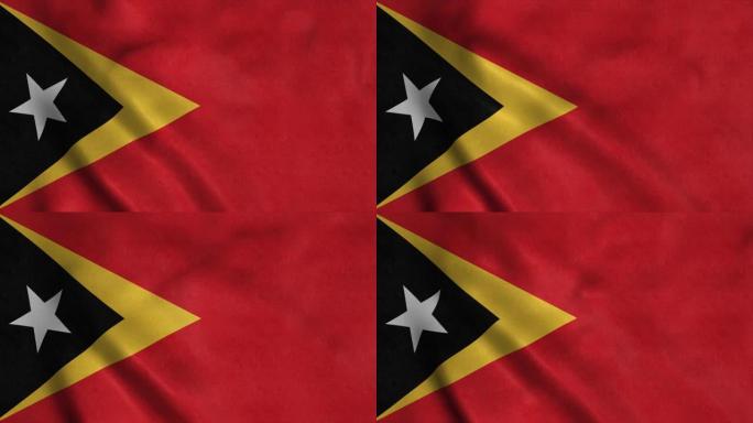 东帝汶国旗飘扬的3D动画。东帝汶国旗迎风飘扬。东帝汶国旗