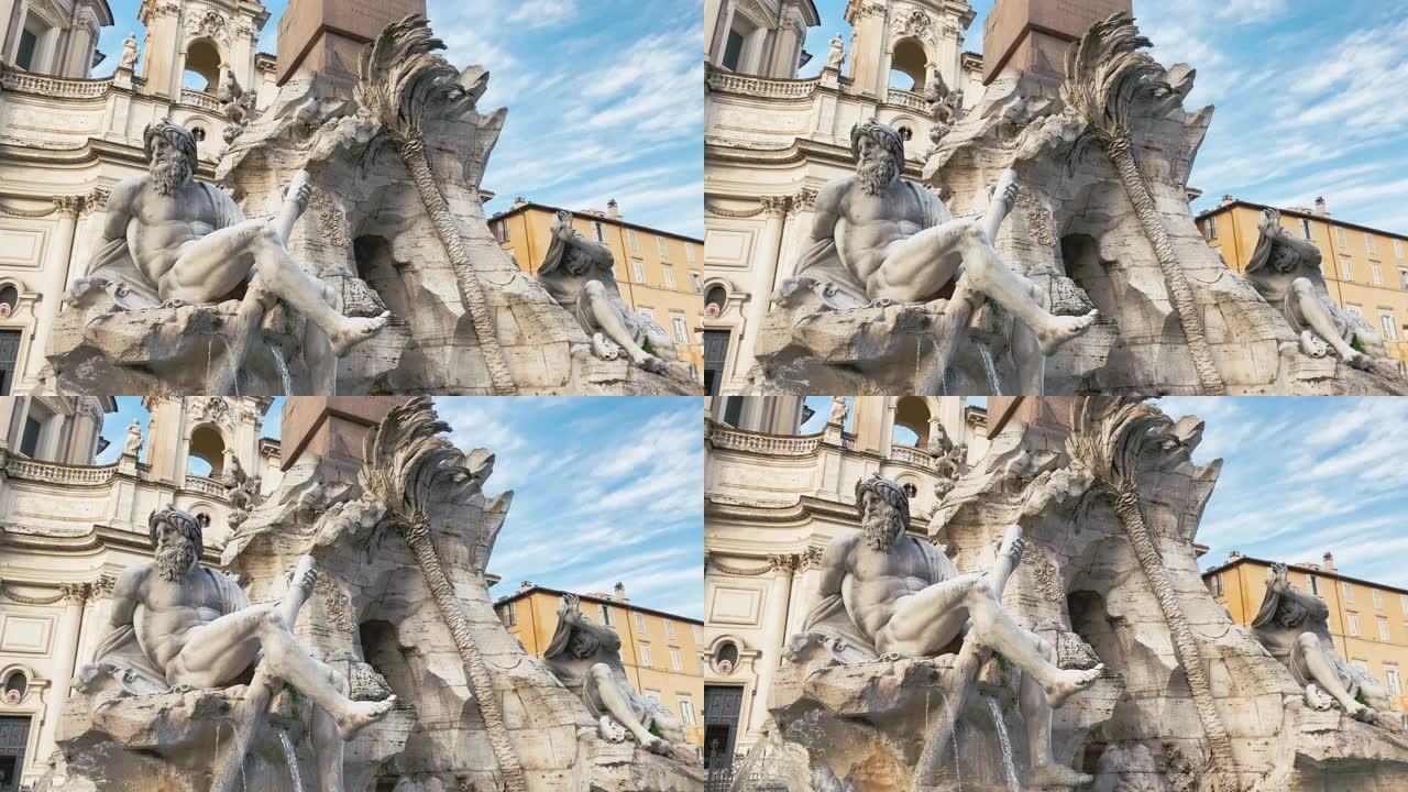 四河喷泉中的恒河神像罗马纳沃纳广场中心