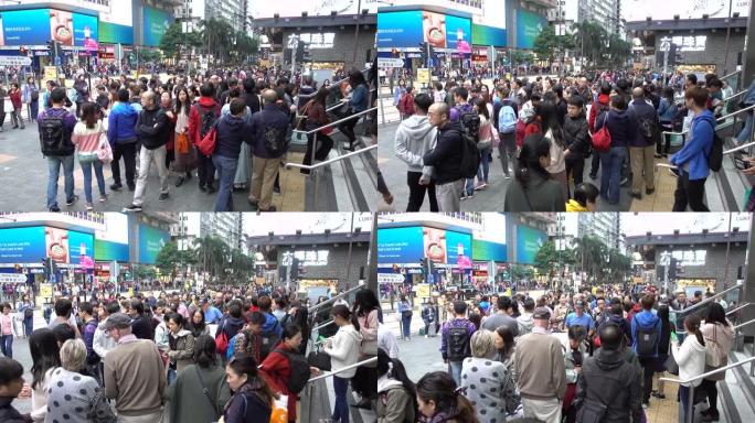 香港一条拥挤的街道，弥敦道。