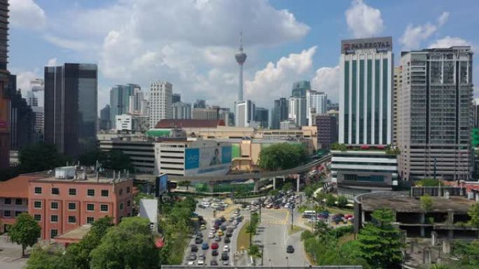 马来西亚吉隆坡市区交通街道路空中全景