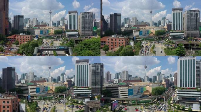 马来西亚吉隆坡市区交通街道路空中全景