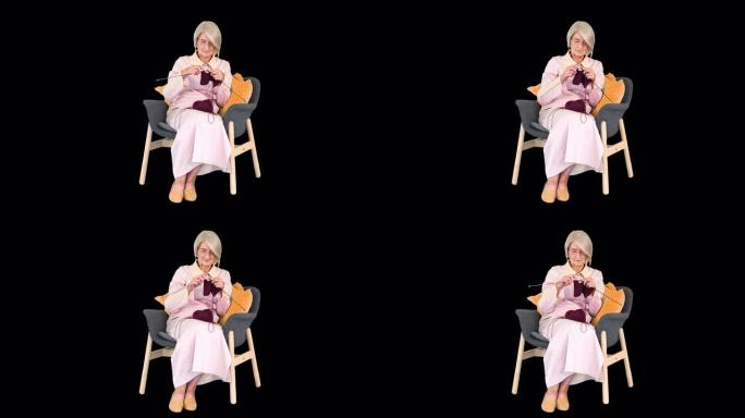 坐在椅子上编织的聪明老太太，阿尔法频道