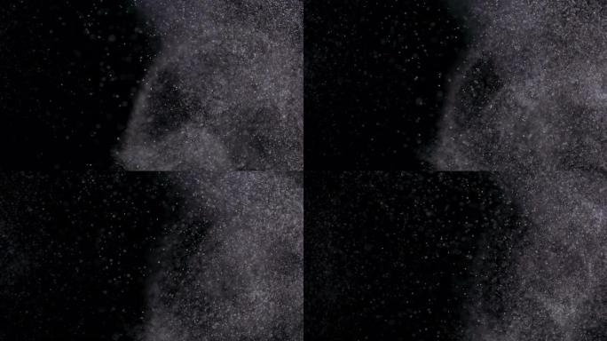 黑色背景上的粉末隔离